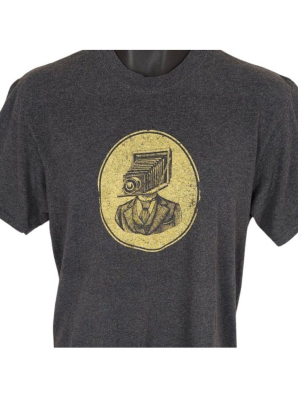 View Camera Head T Shirt Mens Size Medium Gray Old Timey Retro Vintage